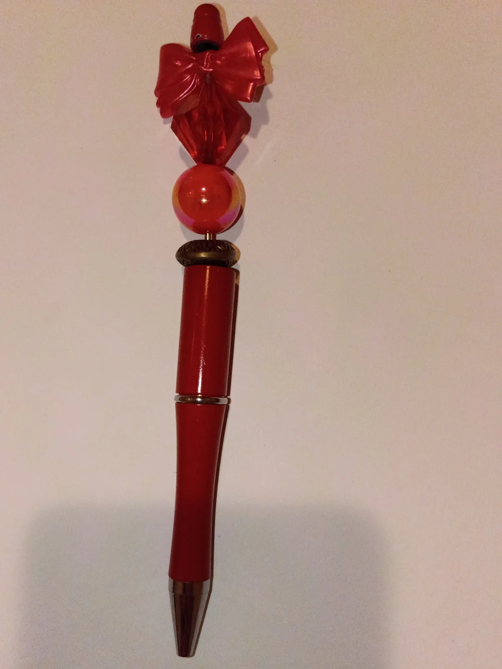 Red Decorative Bow Bead Ball Pen - Women Accessories